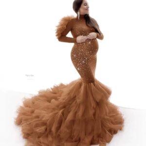 luxury brown mermaid gown