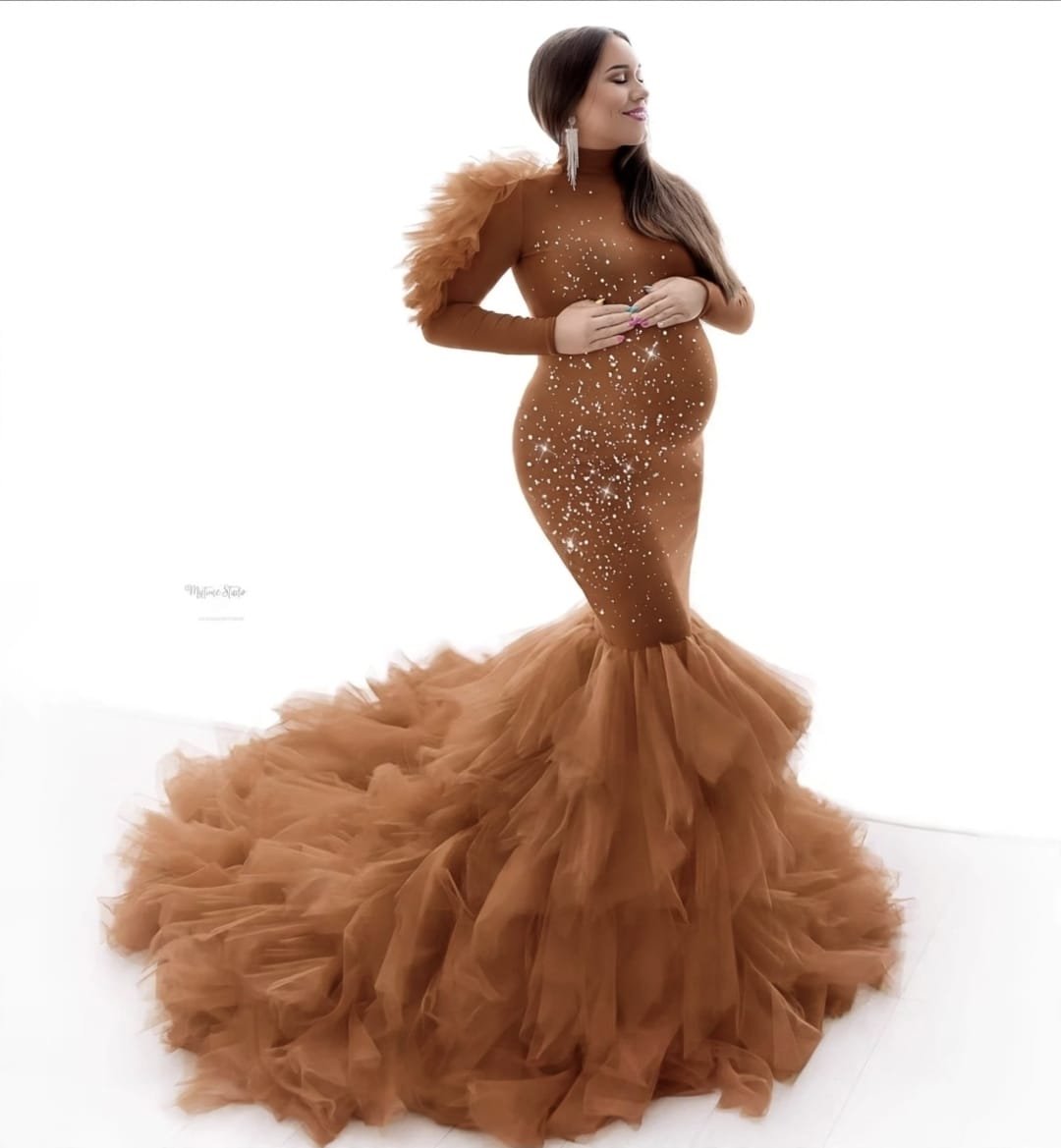 luxury brown mermaid gown